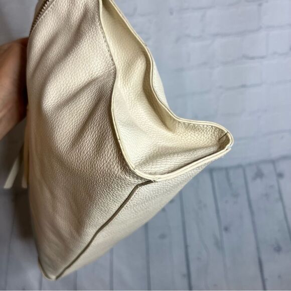 Tote Le Monde ivory pebbled leather slouchy hobo shoulder bag luxurious - Picture 15 of 16
